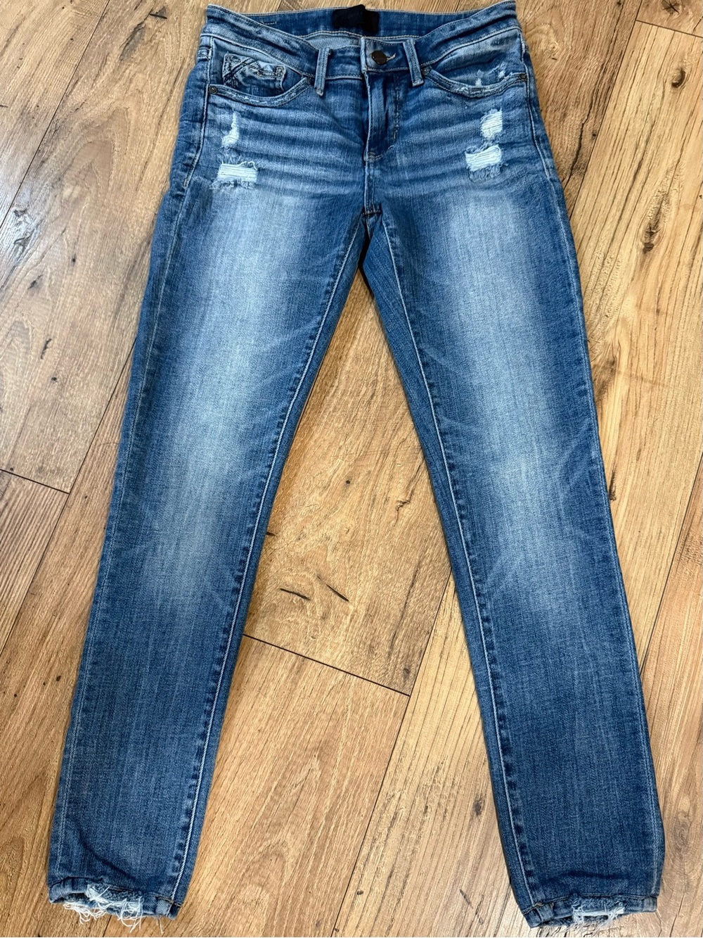 Buckle Black💙Blue Distressed Women’s Skinny👖Jeans Size 25X32 Stretch